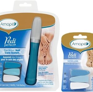 NWT Amopé Pedi Perfect Electronic Nail Care System + 2 Refill pkgs!